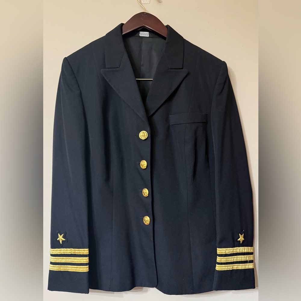 Women’s Blazer Navy Blue Gold Buttons